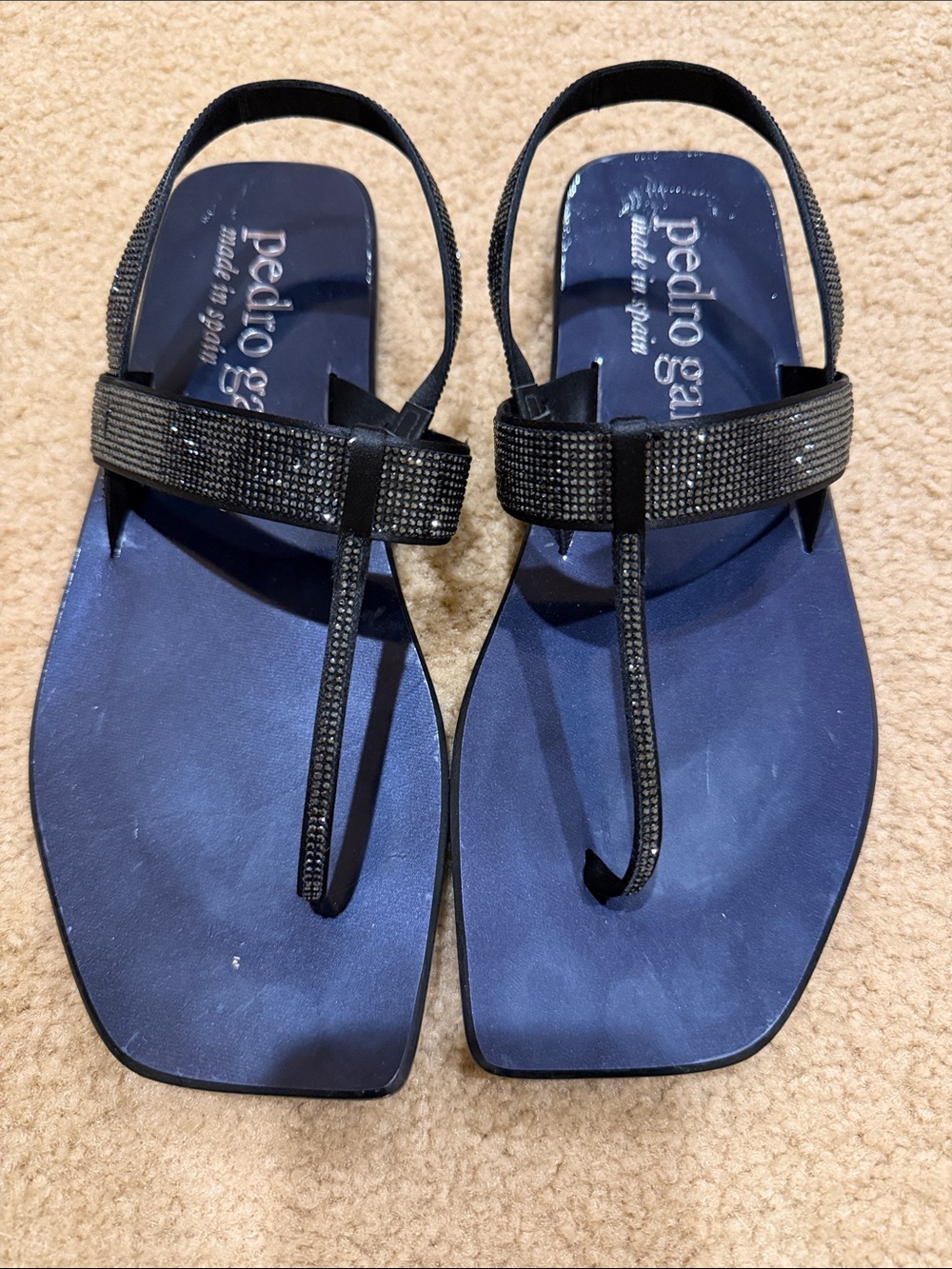 NWOT Pedro Garcia Women's T-Strap Sandals with Swarovski Crystals